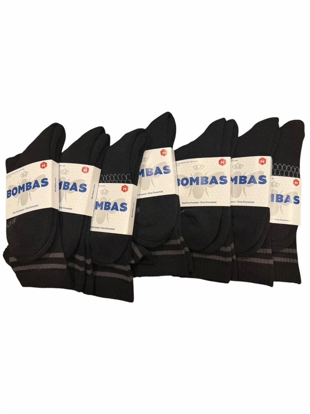 NWT Bombas Unisex Black Bee Better Crew Socks In Size Medium Set Of 6